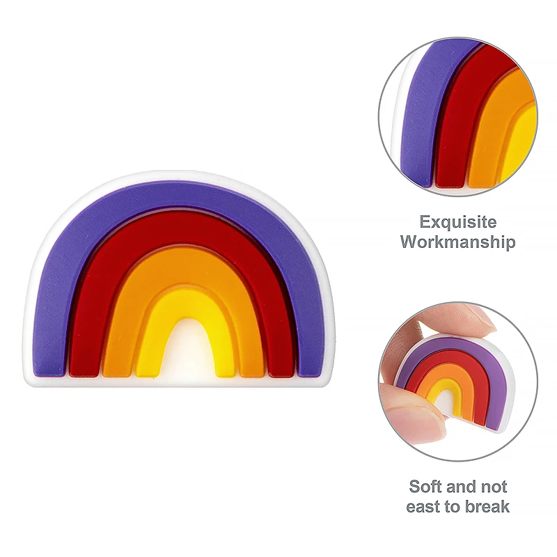 Perles de dentition en Silicone arc-en-ciel, jouet pour sucette, chaîne de molaires, accessoires anneau de dentition, soins buccaux sûrs sans BPA,