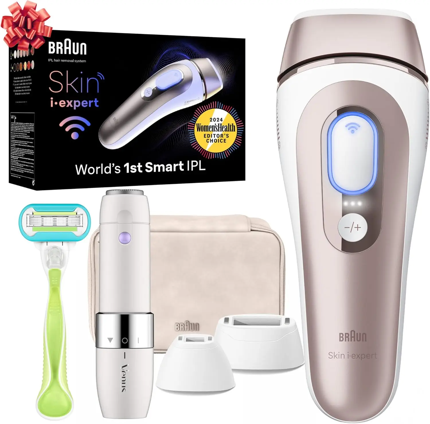 at Home Hair Removal, Holiday Gifts for Women and Men with Free App, Vanity Case, Venus Razor, 2 Smart Heads, Facial Trimmer