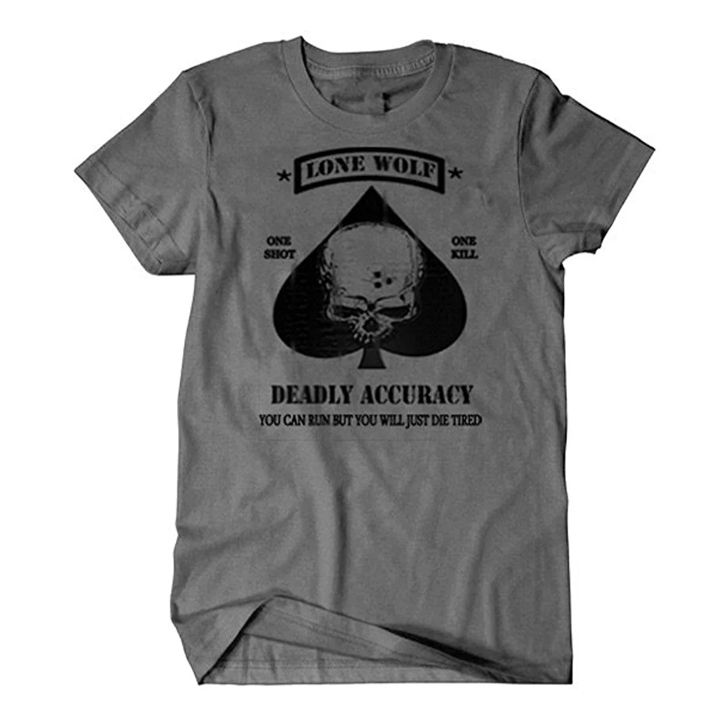 Повседневная мужская футболка из 100% хлопка с круглым вырезом и коротким рукавом, размер One Shot One, Мужская смертоносная точность, армейская снайперская футболка «одинокий волк» 2024