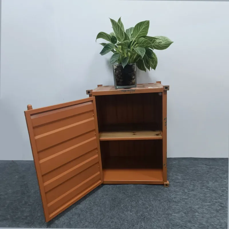 Industrial Retro Container Storage Cabinet American Style Creative Bedside Locker for Bunk Bed Nightstand Home Decor