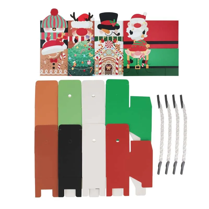 10 Stuks Kerst Snoepdoos Cartoon Patroon Vrolijk Kerstfeest Geschenkverpakking Chocolade Doos Navidad 2024 Nieuwjaarsfeest Kids Cadeaus
