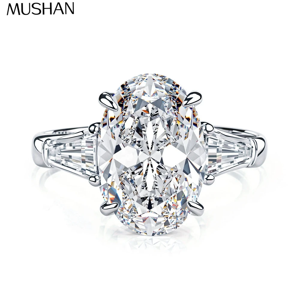 

MUSHAN Luxury Jewelry 925 Sterling Silver Ring VVS Moissanite Present Ring Women 18K Gold Plated MST Patent Fine Rings