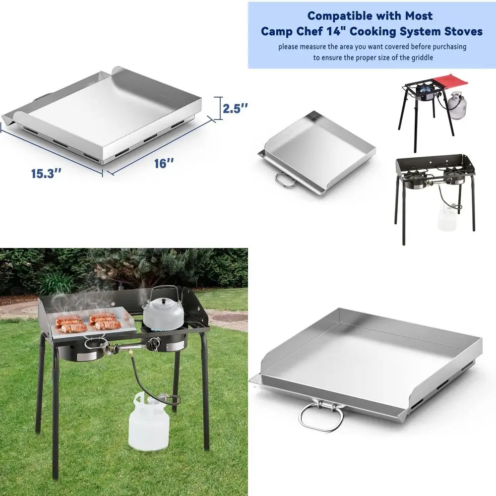 

Универсальная сковорода-гриль 14 x 16 дюймов, совместимая с большинством 14-дюймовых одинарных/двойных плит, идеально подходит для кемпинга и пикников.