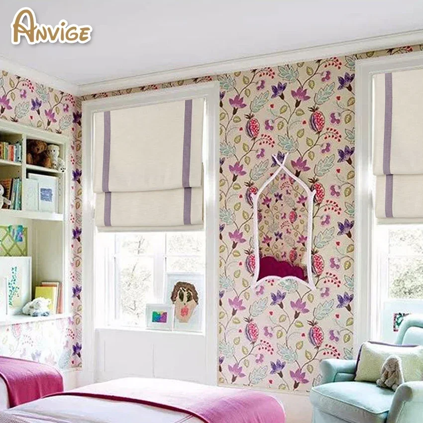 Motorized Healthy Fabric Full Blackout/Light Filter Roman Shades,Easy Install Washable Curtains ,Customized Window Curtain Drape