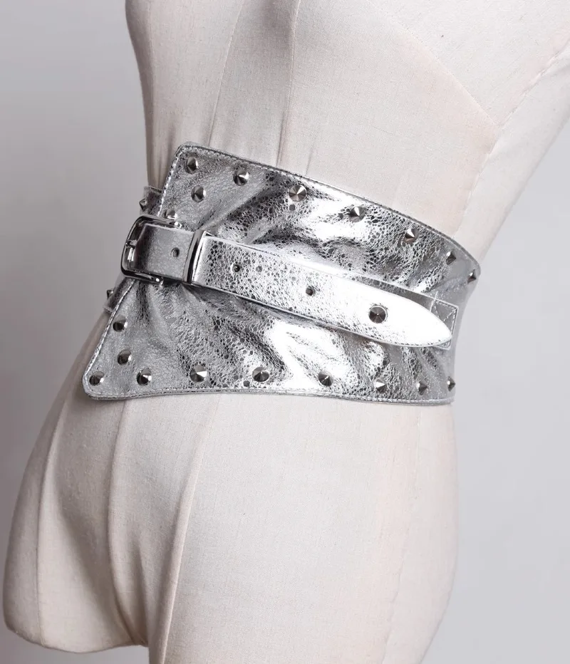 Ceinture à rivets irréguliers de Style Punk pour femmes, Vintage gothique, Design personnalisé, ceinture élastique pour mines terrestres, joint de taille, accessoires