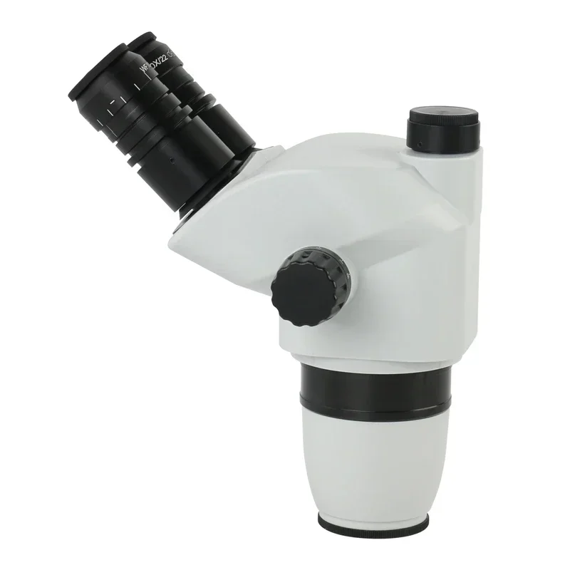 6.7X-45X Zoom Industrial Lab Trinocular Binocular Stereo Microscope Head + WF10X/22mm Eyepiece + 0.5x 0.7x 2.0x Objective Lens