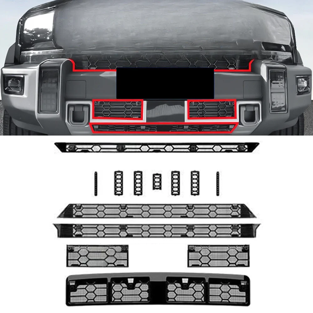 For Chery 26 Jetour Traveler Front Grille Insect Proof Net Water Tank Protective ABS Frame Stainless Steel Mesh Snap On