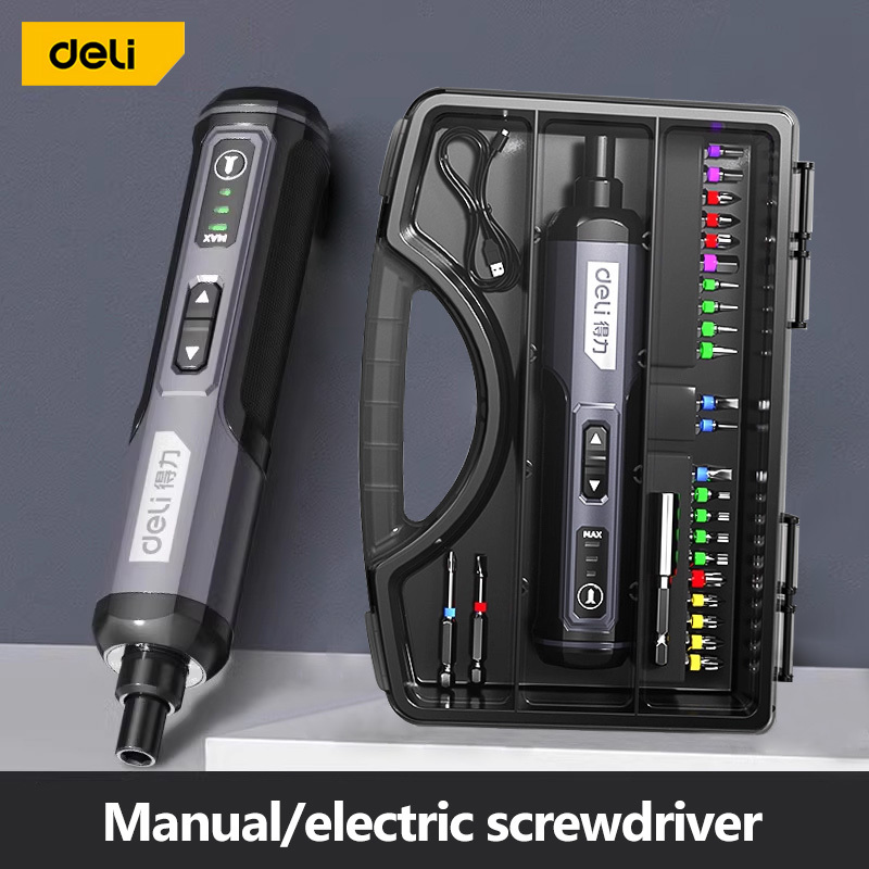  Deli 4V Mini Electrical Screwdriver Set Portable LED Kit Smart Cordless Electric Screwdrivers USB Rechargeable Hand Drill Tools 