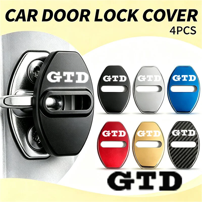 4PCS Car Door Lock Protective Covers for Volkswagen VW GTD Logo 2022 2021 2018 Stainless Steel Anti-rust Buckle Case Accessories