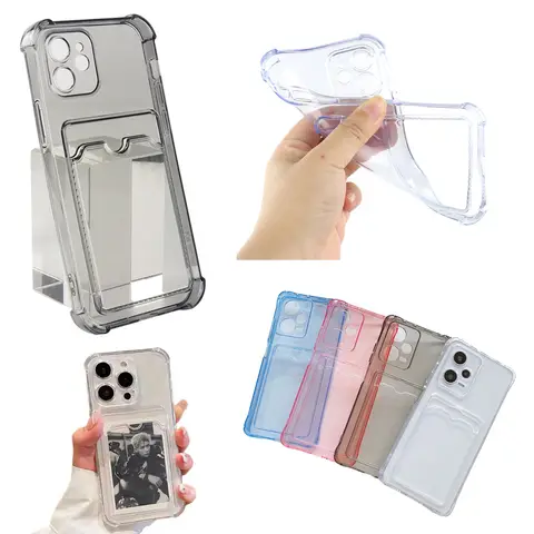 Card Slot Bag Case For Samsung Galaxy A23 A24 A25 A26 A32 A33 A34 A35 A36 A42 A51 A52 A53 A55 A56 4G 5G Clear Wallet Back Cover