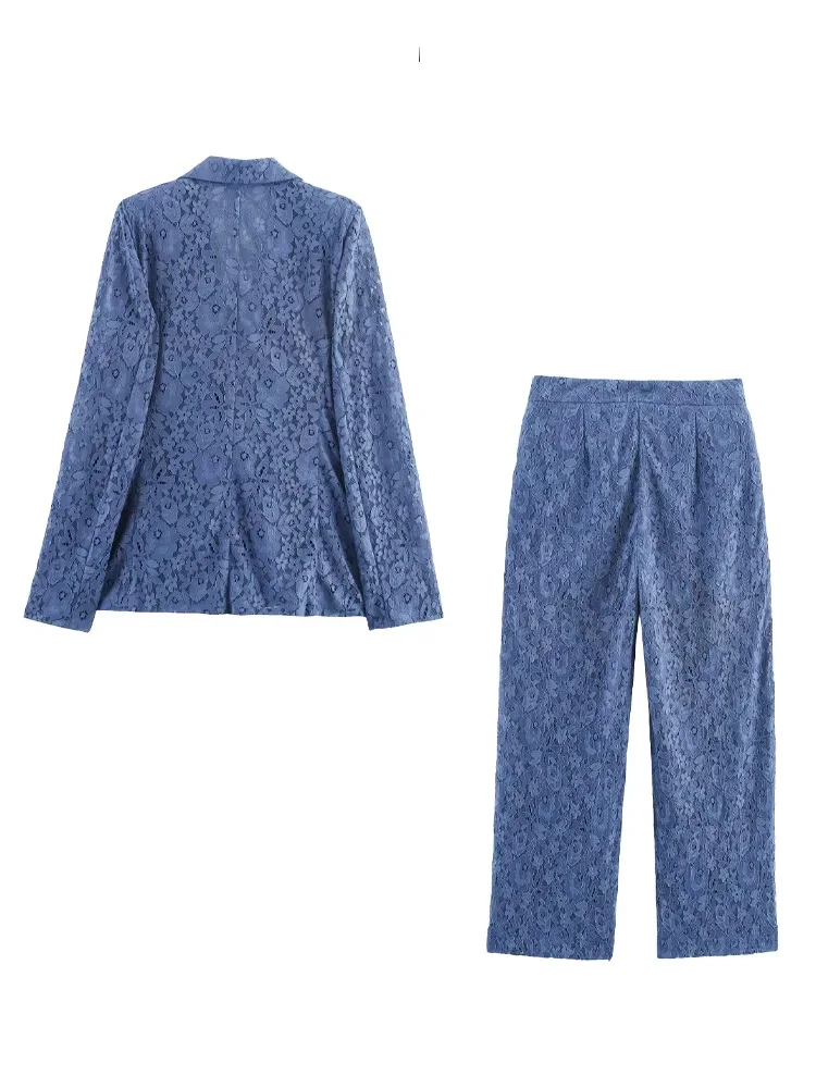 HH, chaqueta de traje de encaje con un botón y bolsillo con solapa de manga larga a la moda para mujer + pantalones cortos ajustados de cintura alta con cremallera, conjunto de 2 piezas
