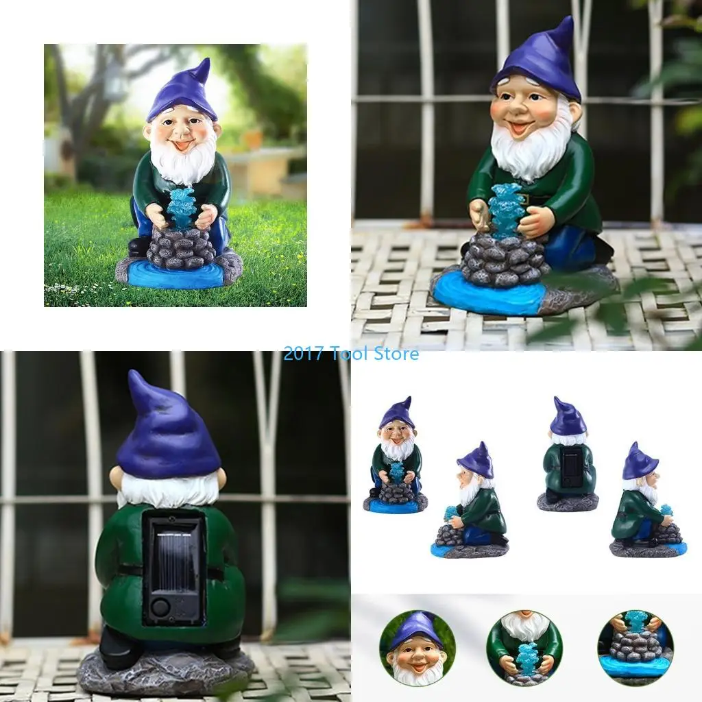 

K92A миниатюрная фигурка гнома из солнечной смолы, милая статуя водяного гнома для внутреннего и наружного украшения сада и