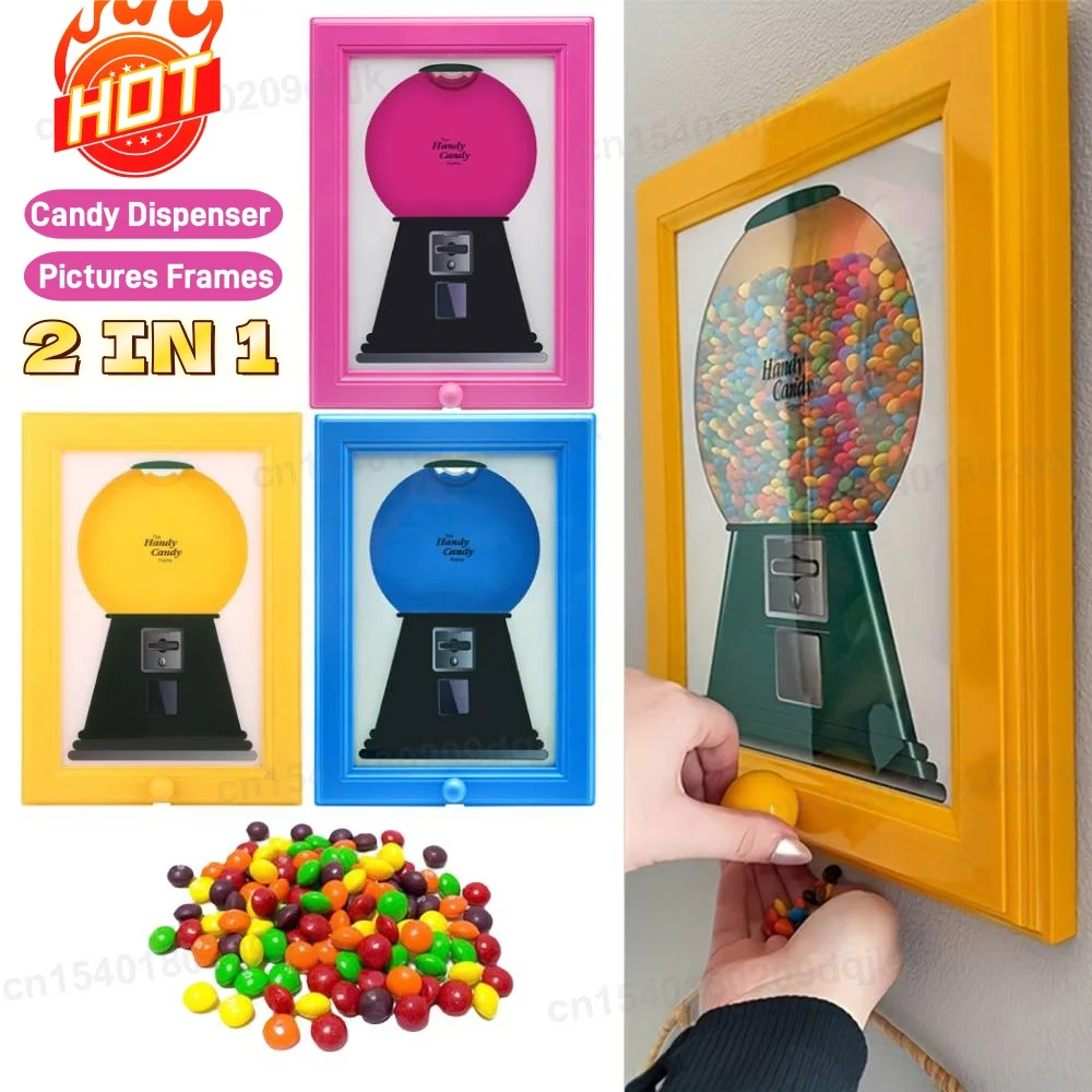 2-in-1 Candy Dispenser Picture Hanging Candy Frame Gumball Machine In Frame Handy Fast Distribution Candies Nuts Christmas Gift