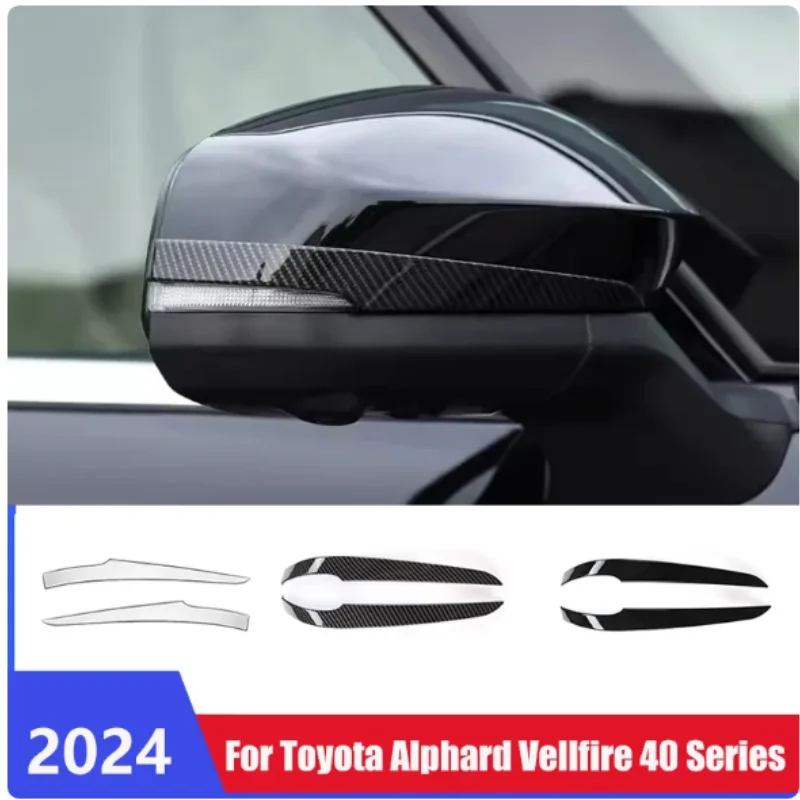 

For Toyota Alphard Vellfire 40 Series 2024 ABS Carbon Car Side Rearview Mirror Decorative Protective Strip External Accessories