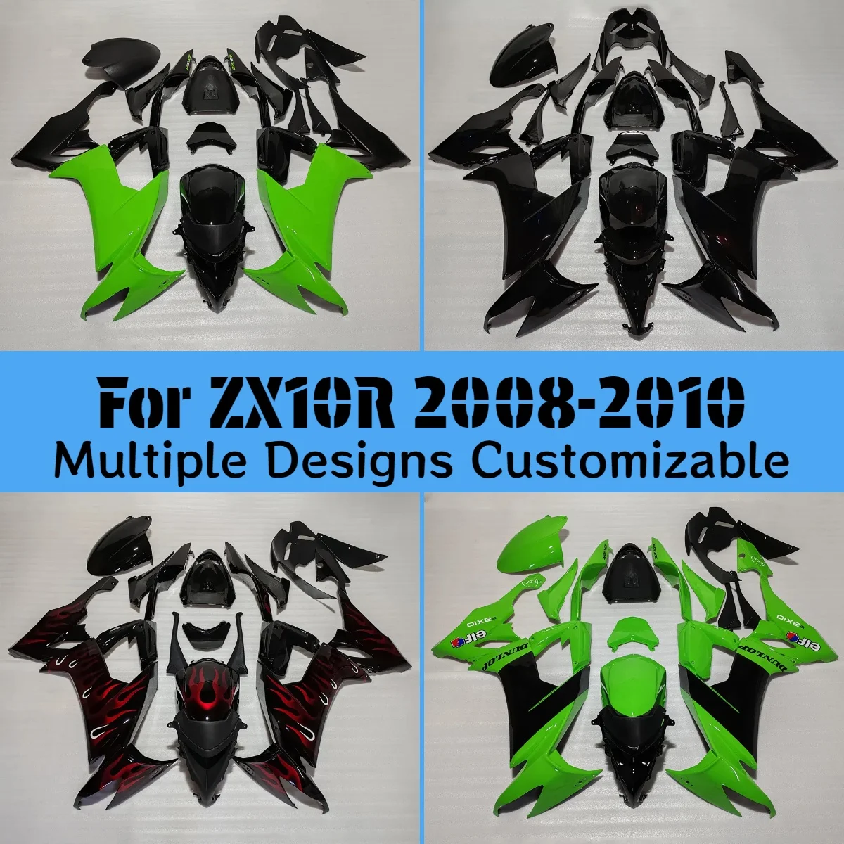 

ZX10R 2008 2009 2010 обтекатели мотоцикла для Kawasaki Ninja ZX 10R 08 09 10, литой комплект обтекателей