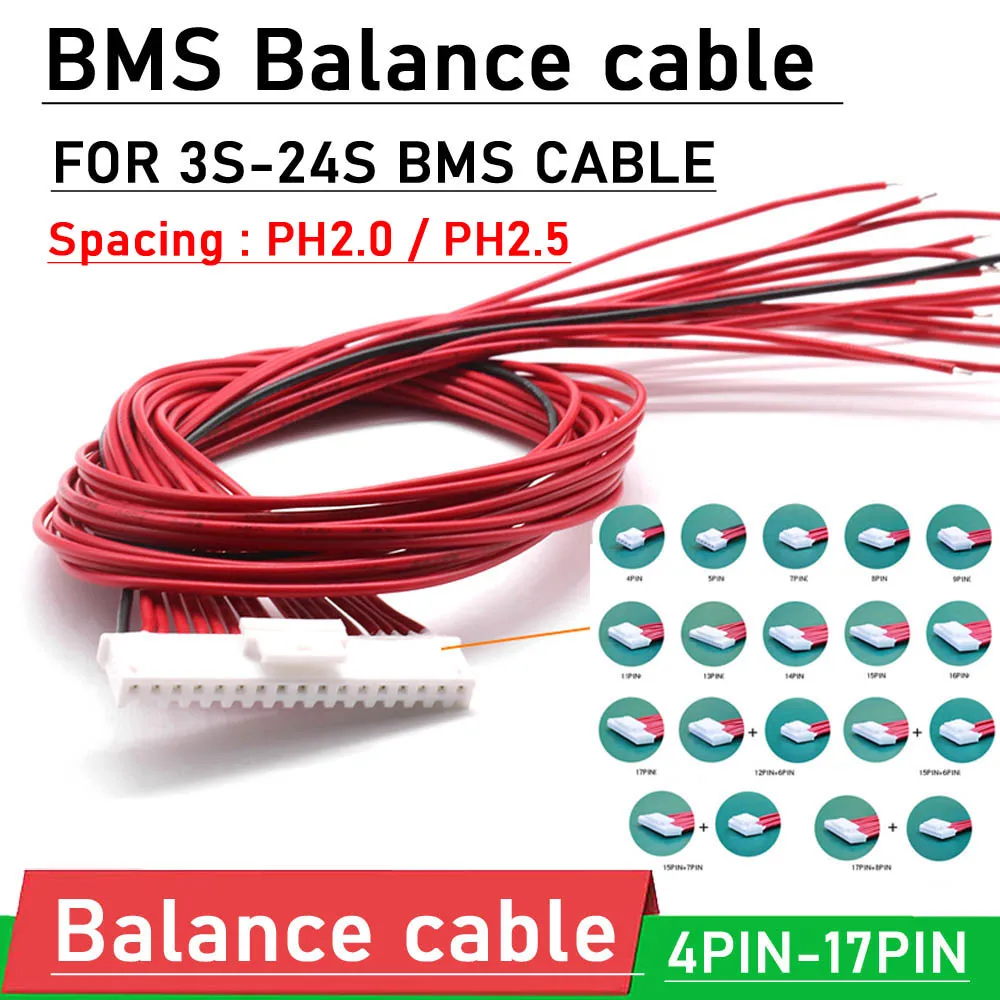 BMS Balance cable Balancer wire f/ Li-ion lifepo4 Lithium battery protection board 3S 4S 6S 7S 8S 10S 12S 13S 14S 16S 20S