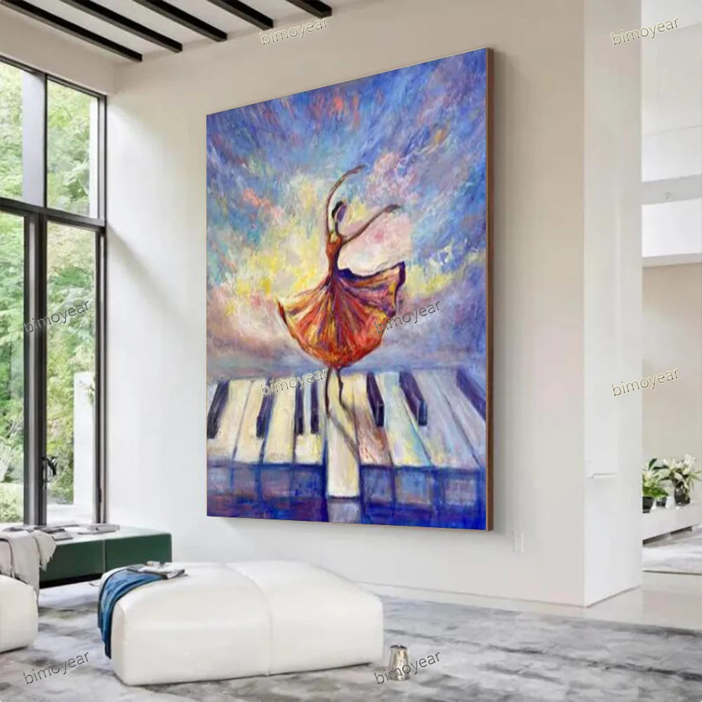 100% Handmade Abstract Oil Painting On Canvas Dance Enthusiast Wall Art Picture For Home Living Room Decor Image Tasteful Mural