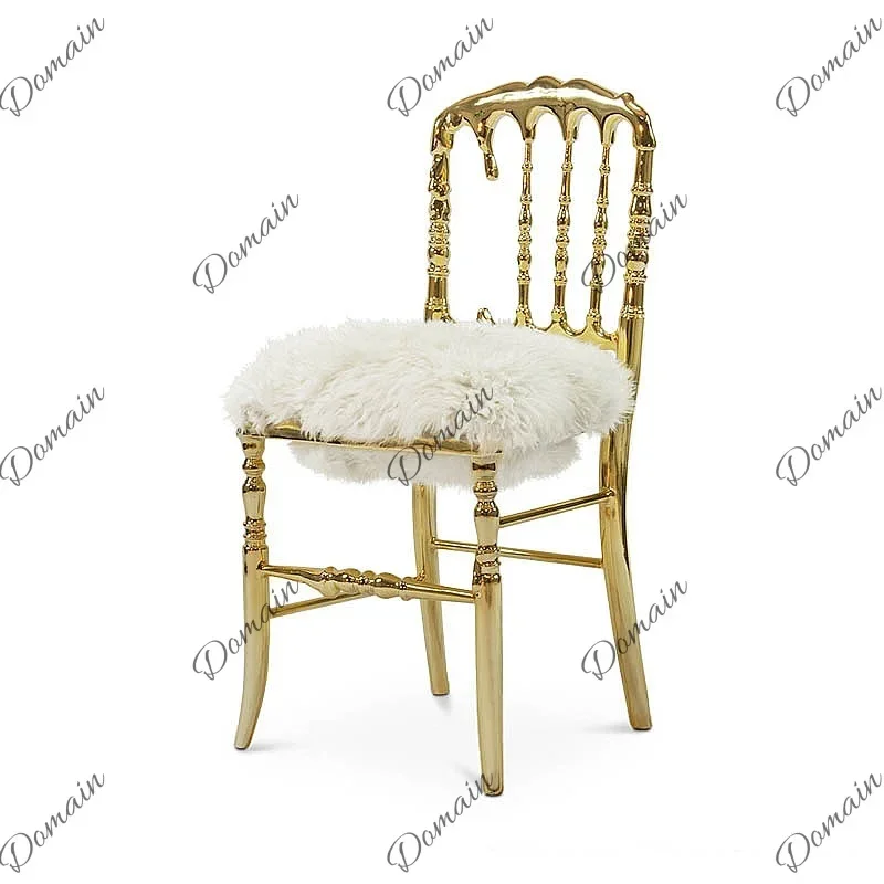 BJ Italian Luxury Designer Dining Chair, Pure Copper Accent, Modern Home Villa Living Room Chair