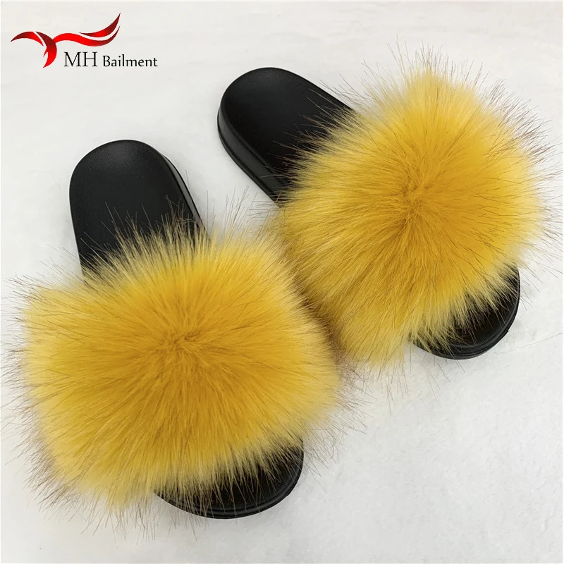 Pantofole in pelliccia sintetica donna casa Fluffy Flat Slides Winter Comfort Furry House scarpe dolci pantofola femminile infradito da interno