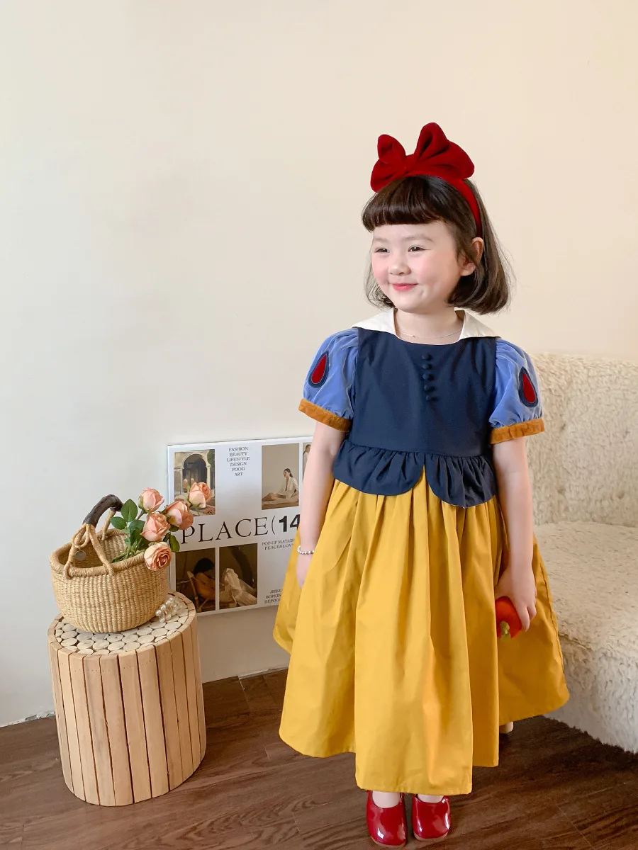 2024 Summer Girls Dress Cartoon Princess Fairy Tale Role Play Sweet Princess Baby Infant Birthday Wedding Party Clothes Outfits