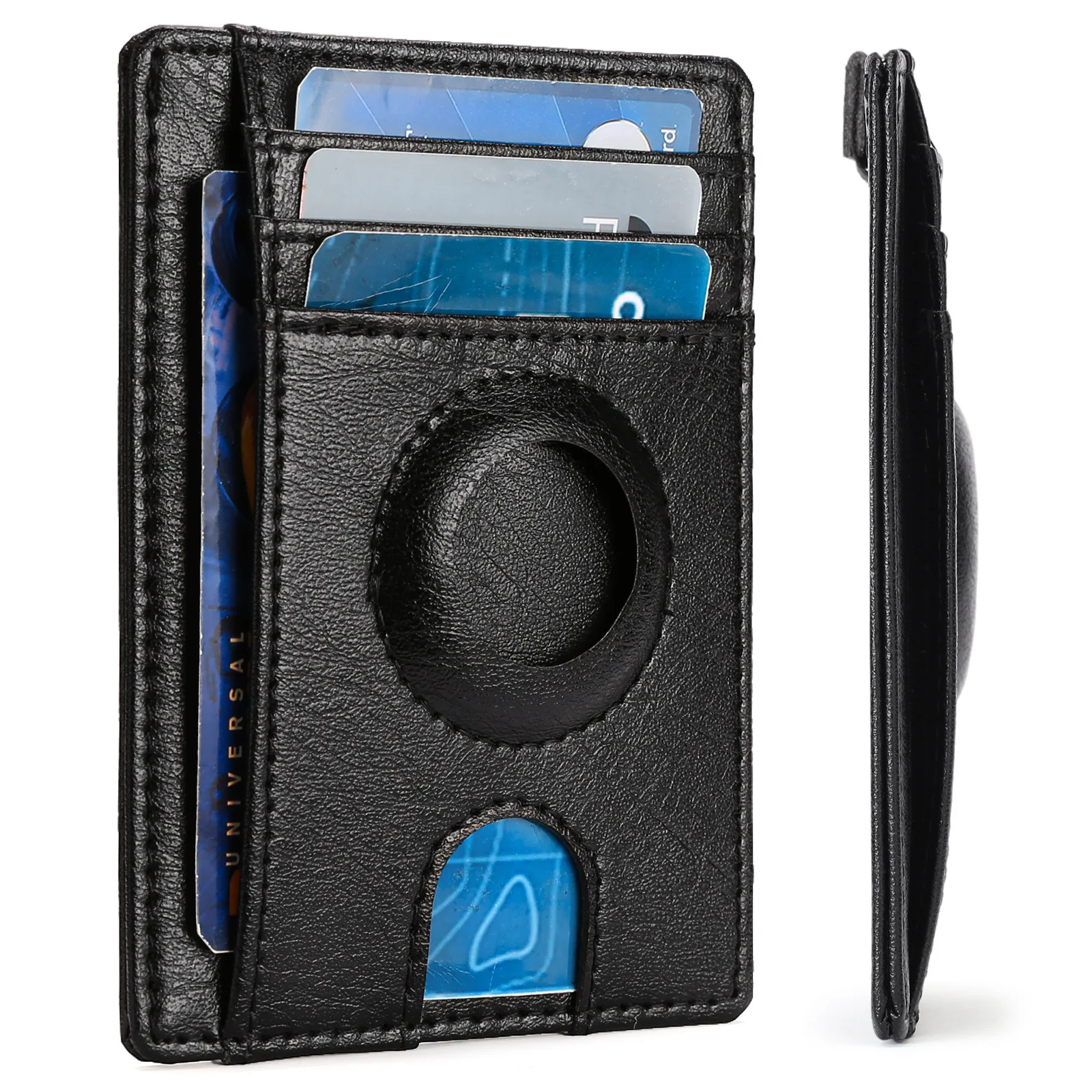 

Airtag Wallet Men's Genuine Leather RFID Card Holder | Slim Front Pocket Credit Card Case for Apple Air Tag
