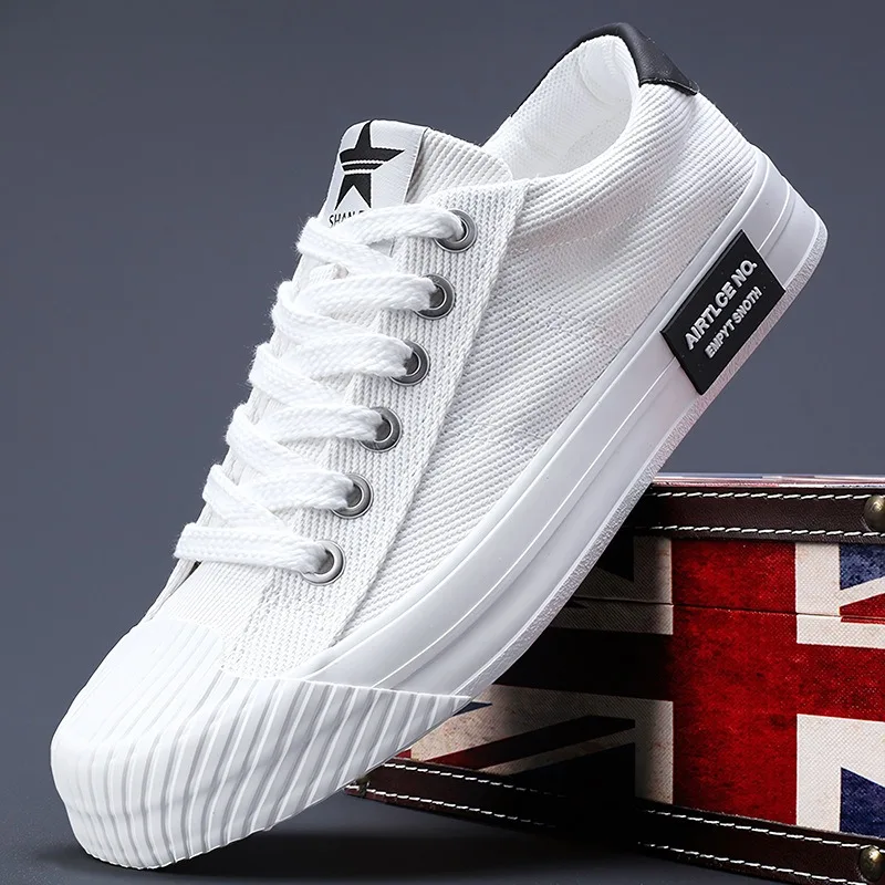 Sapatos casuais masculinos clássicos sapatos de lona respirável moda tênis ao ar livre para homens rendas até sapato vulcanizado estudantes tenis sapatos
