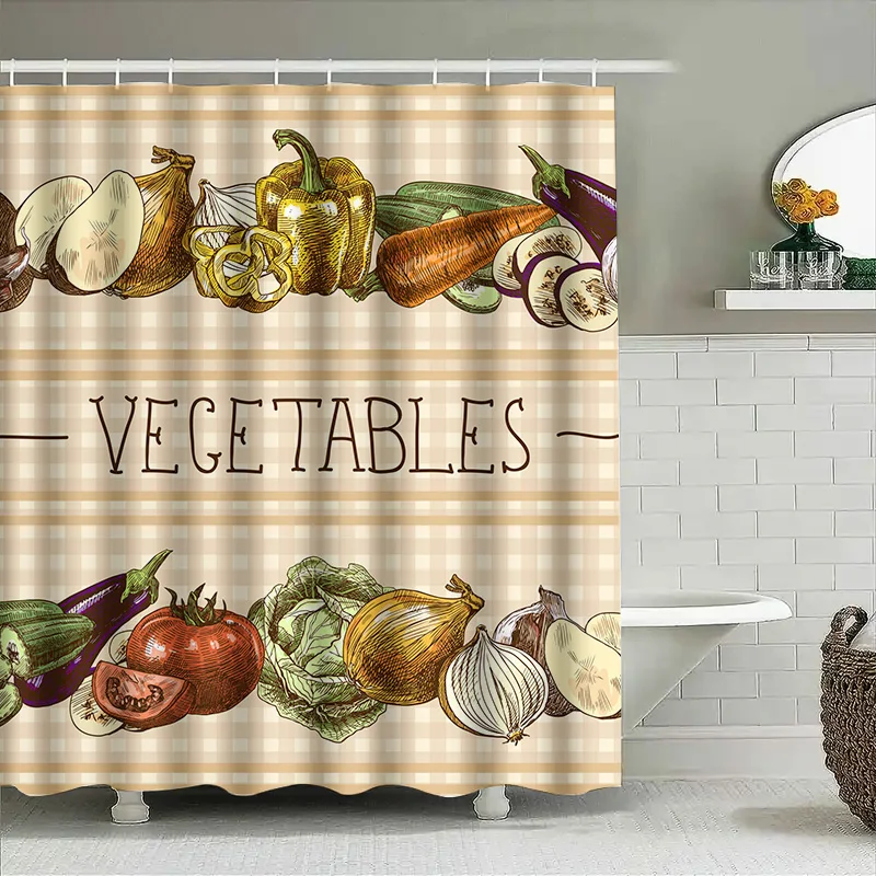 

Tuniu ручная занавеска для душа с овощами, винтажная занавеска для душа, кухни, сада, фруктов, овощей, настенное искусство, декор для ванной комнаты