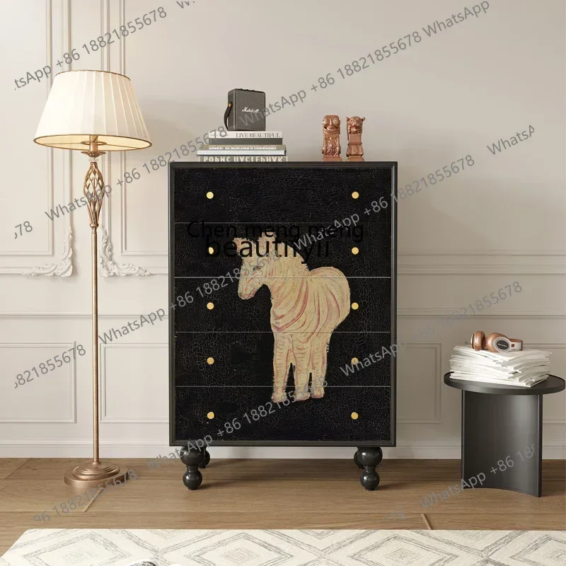 

X 0R French solid wood living room wall sofa side cabinet simple modern chest of cabinet art drawer storage cabinet R