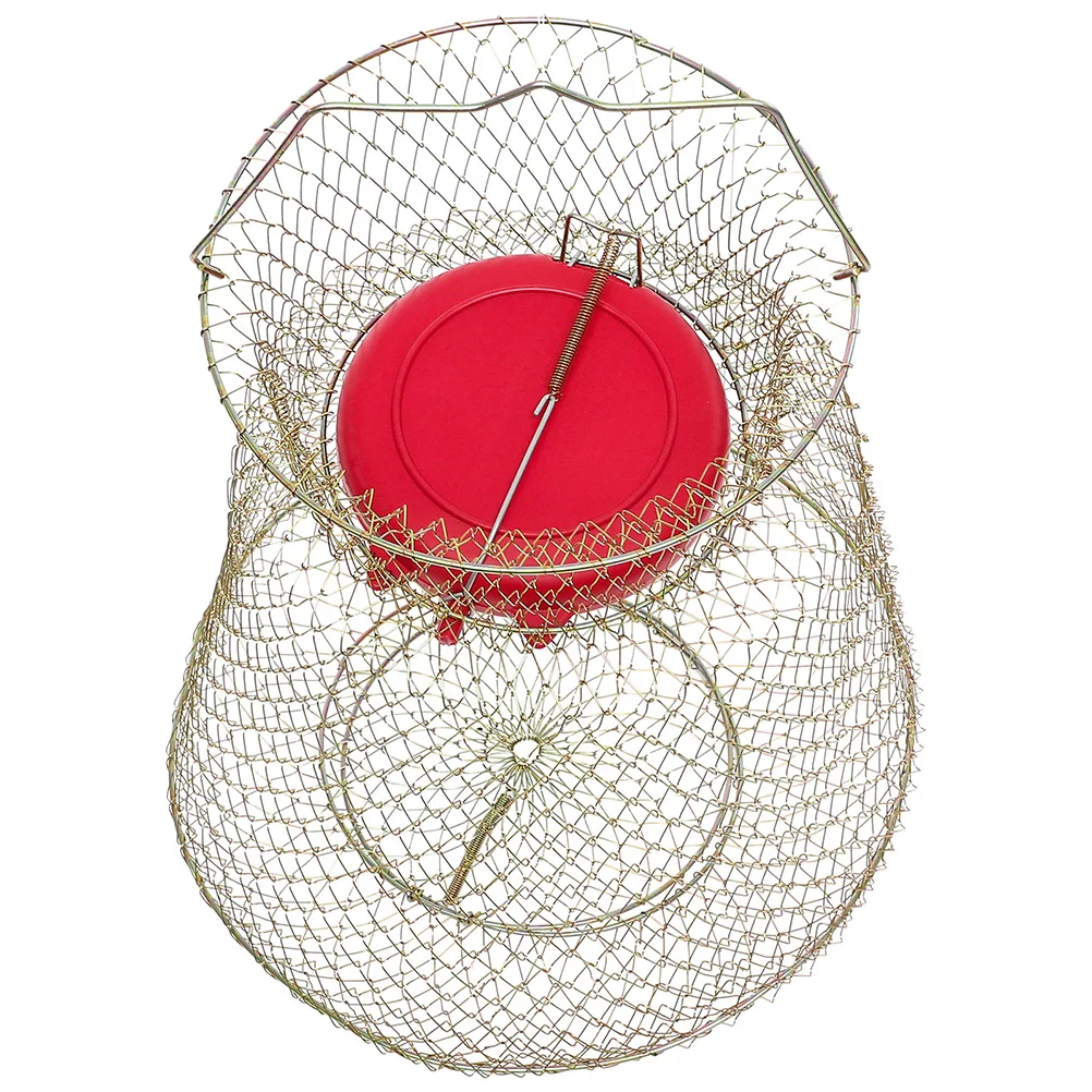 

1pcs Iron Fish Guard Basket Bucket for Caught Small Metal Fishing Net Crayfish Bait Durable Premium Mesh Design Supplies