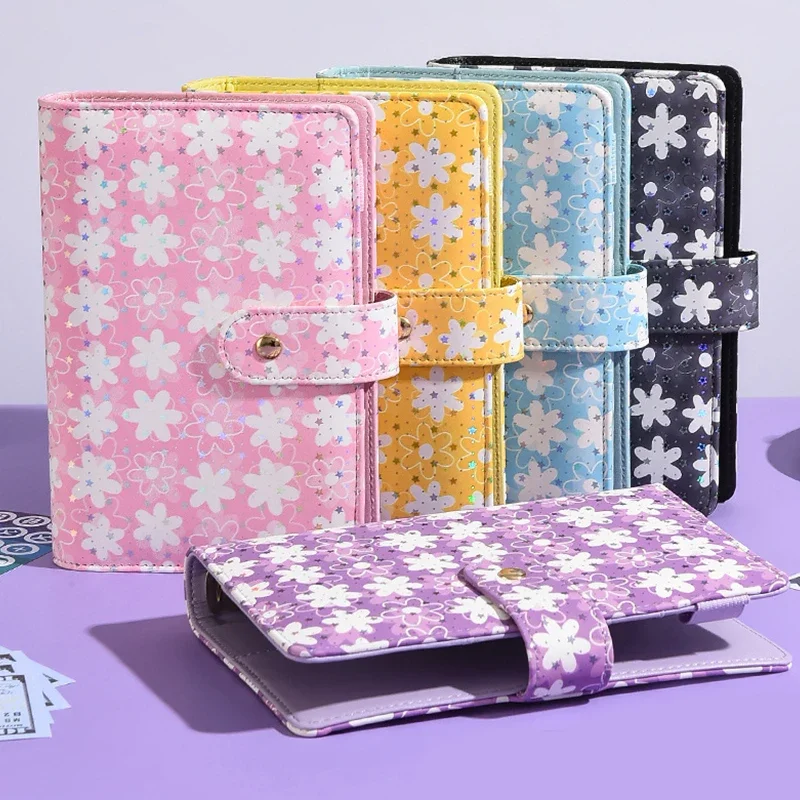 A6 Snowflake Button PU Leather DIY Binder Notebook Only Cover Diary Books Schedule Covers School Stationery