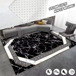 Marble Large Carpet for Living Room 160x230 Black Light Luxury Decoration Study Area Rug Washable Y2k Bedroom Home Mats Non-slip