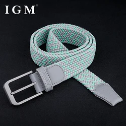 Men fashion all metal needle buckle canvas elastic elastic jeans braided belt