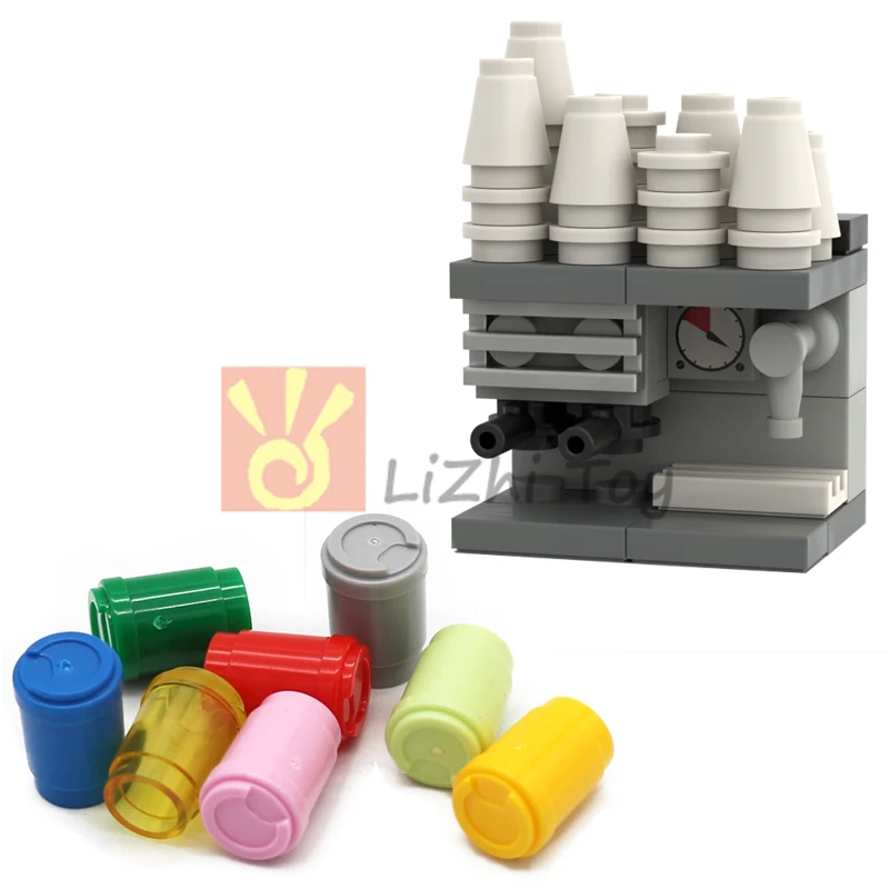 30pcs MOC Building Block 15496 Mini Utensil Coffee Cup Take Out Cup Without Top Hole Bricks Food Drink Toys Compatible Figure