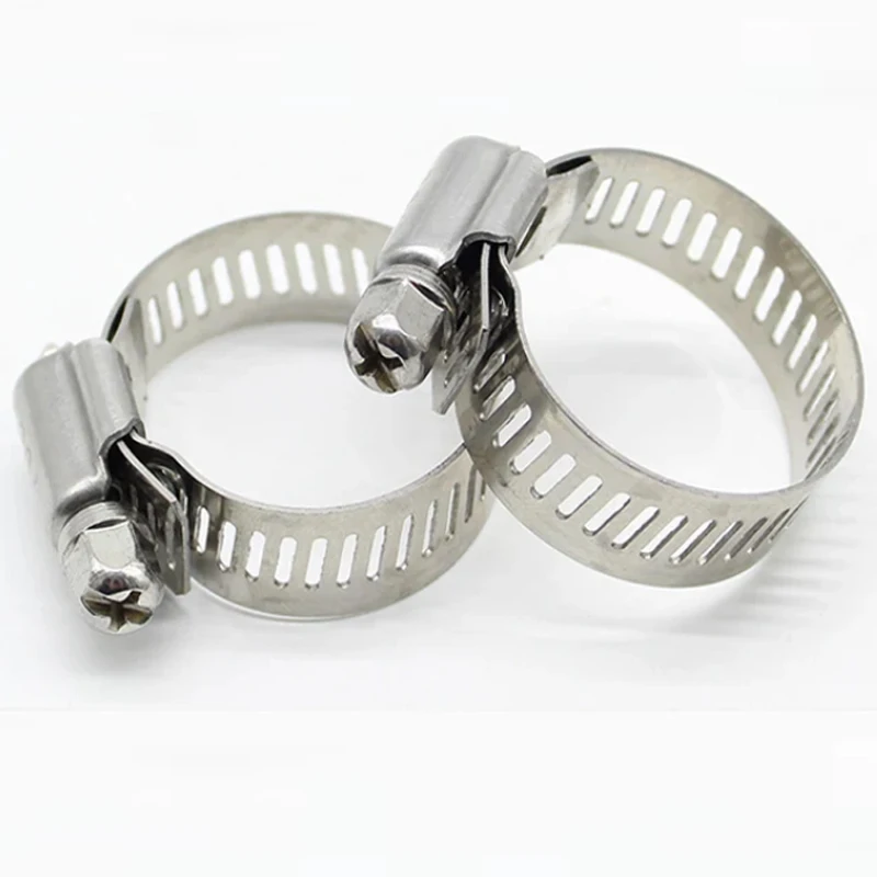 10pcs 8mm-44mm 304 Stainless Steel Mini Fuel Line Pipe Hose Clamp Clip for Air Hose Water Pipe Fuel Hose Silicone