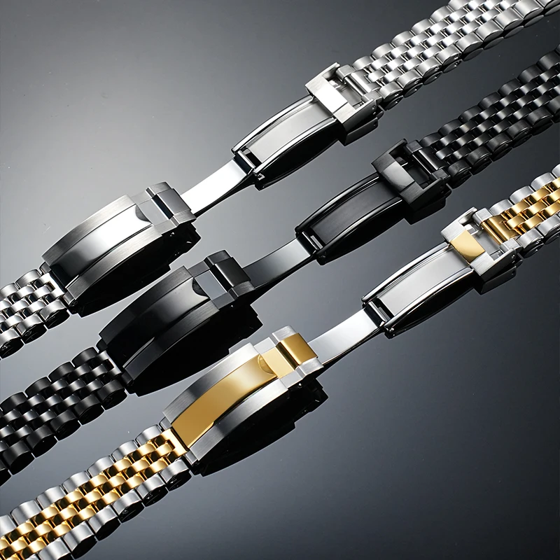 Rolamy 22mm Steel Solid Curved End Screw Links Oyster Clasp Jubilee Bracelet For Casio Duro 2784 MDV-106 MDV106G Watchband Strap