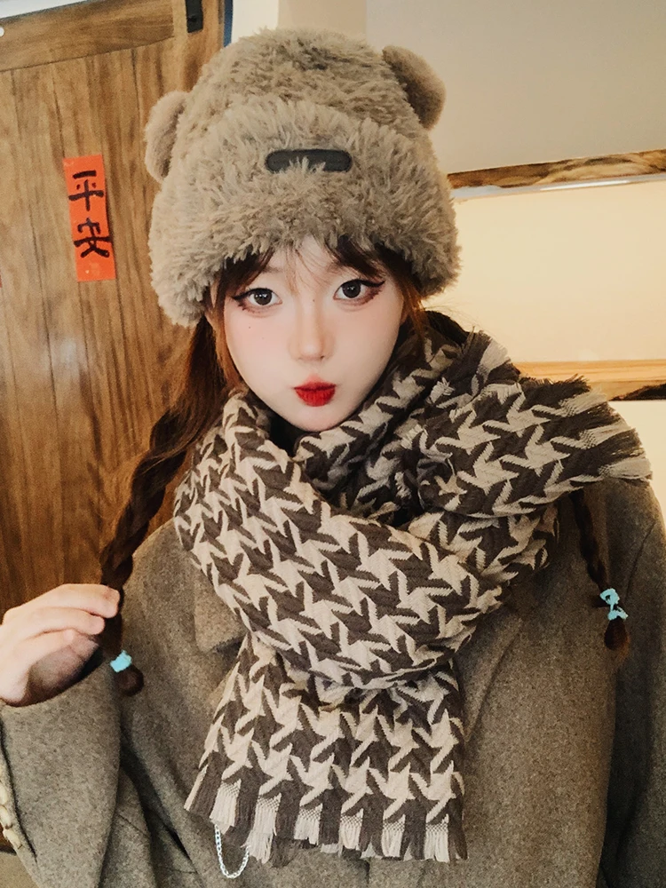 Fashion Plaid Rainbow Stripe Scarf Warm Winter Small Narrow Thick Shawl Women Lovely Fashion Casual Scarves for Women R07