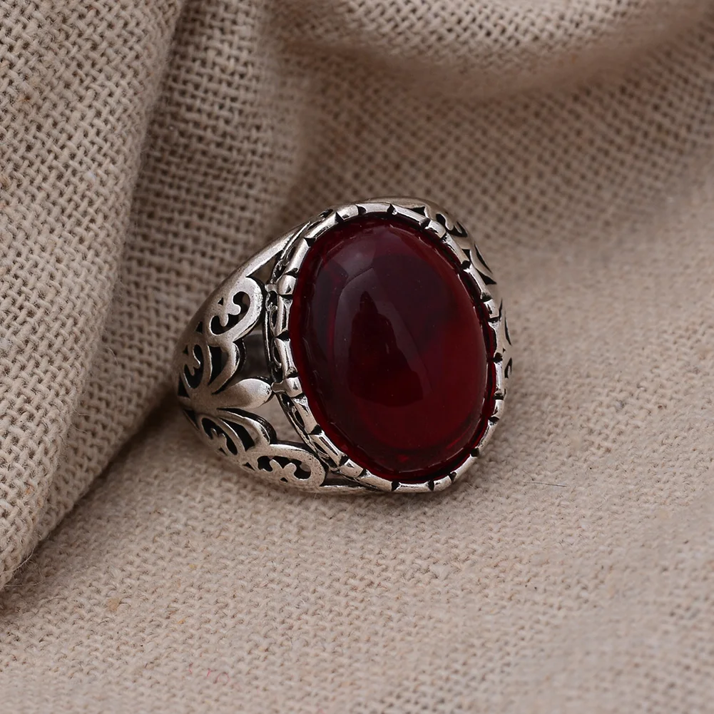 New Arrival Luxury Garnet Stone Flower Thai Silver Female Engagement Rings For Women Gifts High Quality