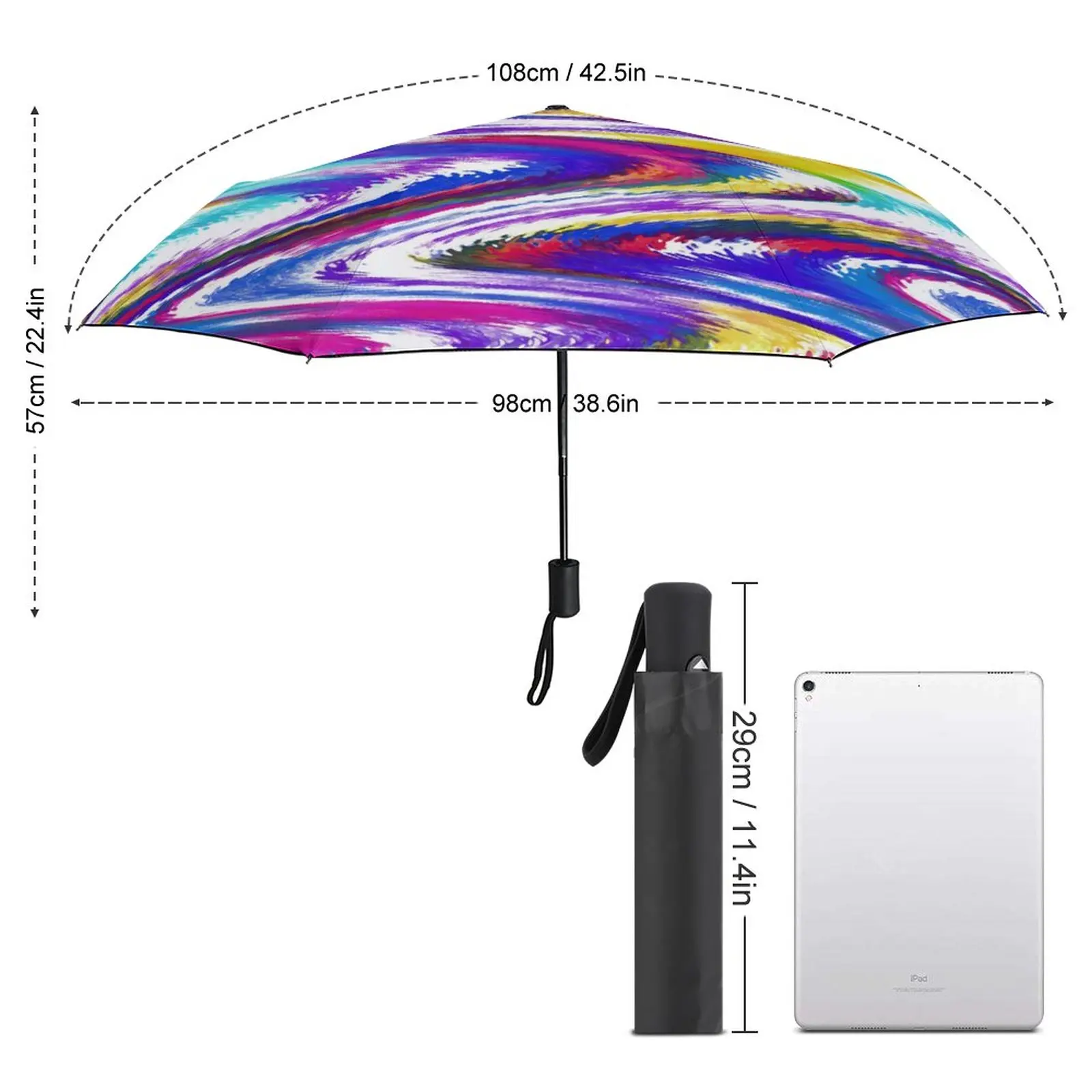 Brightly Curve Umbrella Colorful Print Wind Proof Auto Umbrella Wholesale Design Lightweight Rain Umbrella