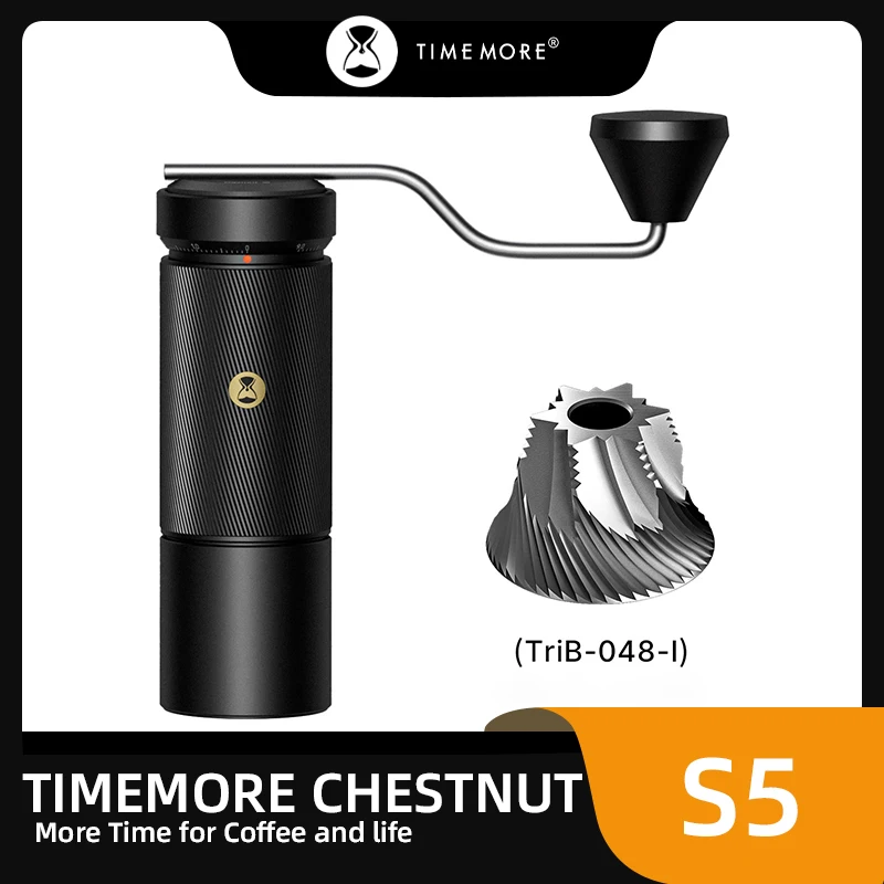 TIMEMORE Chestnut S5 Hand Crank Coffee Grinder Portable 48mm Burr 0.015mm Adjustment All Metal for Espresso Pour Over Travel