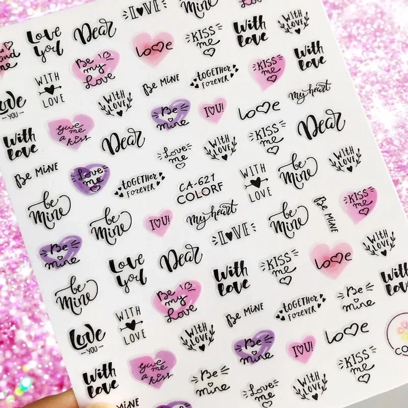 

Cartoon 3D Colorful Heart Self-Adhesive Nail Sticker Decoration Art Tool Ornament DIY Design