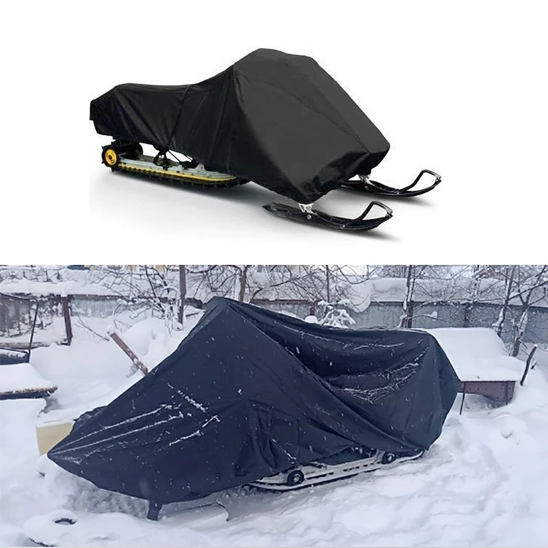 Snowmobile Cover Waterproof Dust Trailerable Sled Cover Anti-UV Winter Motorcycle Outdoor Black