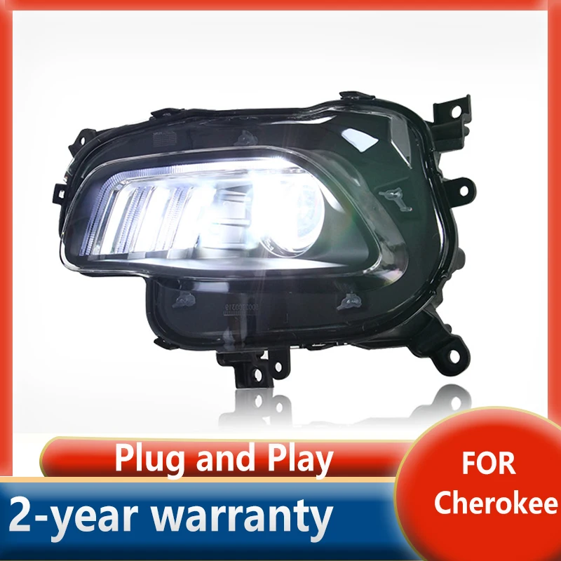 Head Lamp For Jeep Cherokee headlights 2014-2018  LED Headlight DRL Lens Double Beam Bi-Xenon