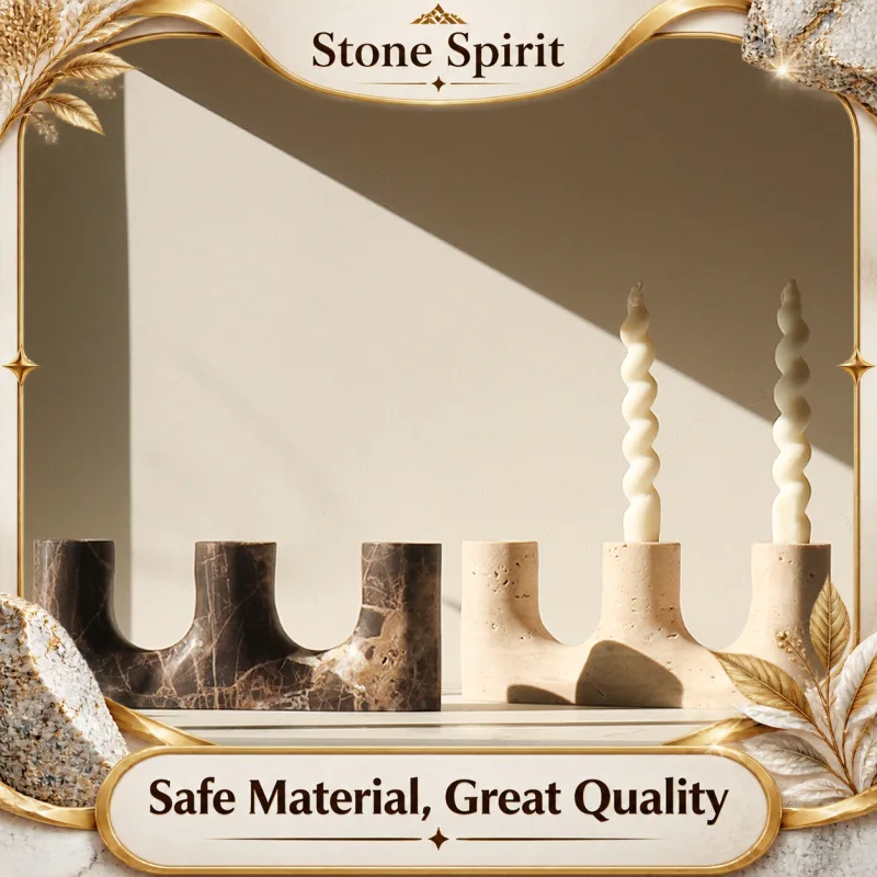 【Premium】Natural Marble Support Frame, Candle Holder, Vintage Limestone Candle Holder, Living Room Desktop Decoration Ornament