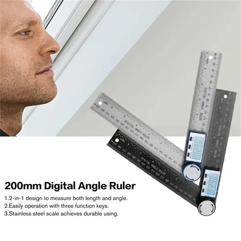 200mm Digital Angle Meter 360 ° Digital Angle Square Ruler Electronic Goniometer Protractor Angle Finder Gauge Measuring Tool