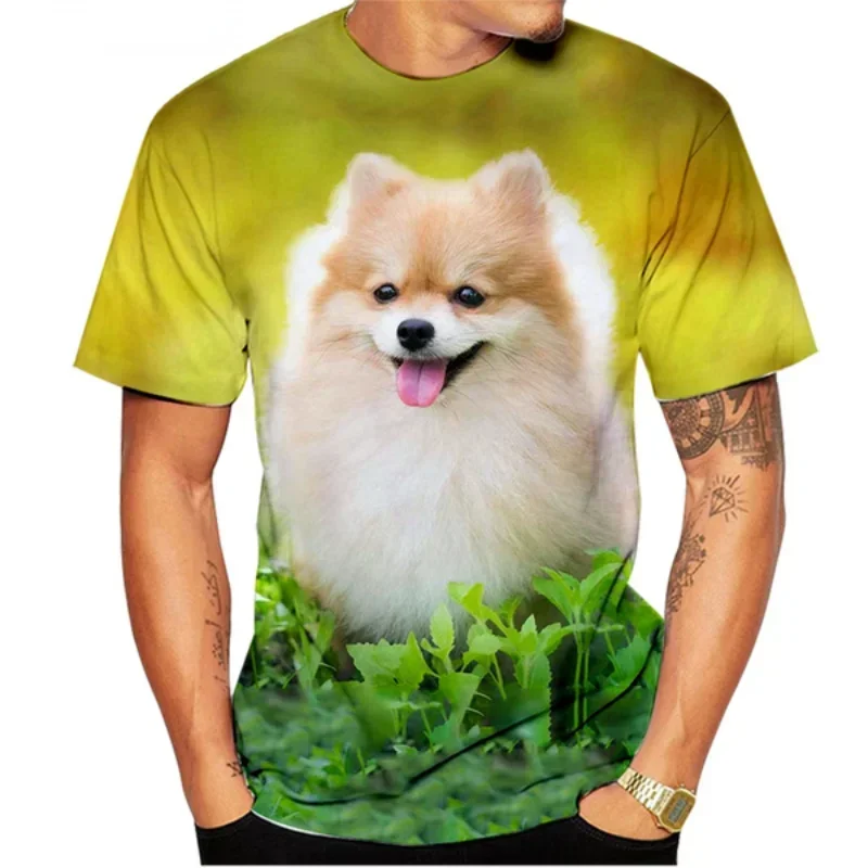 Fashion New Women Clothing Cute and Funny Dog Pomeranian 3D Print T-shirt Personalized Harajuku Street Unisex Oversized T Shirt