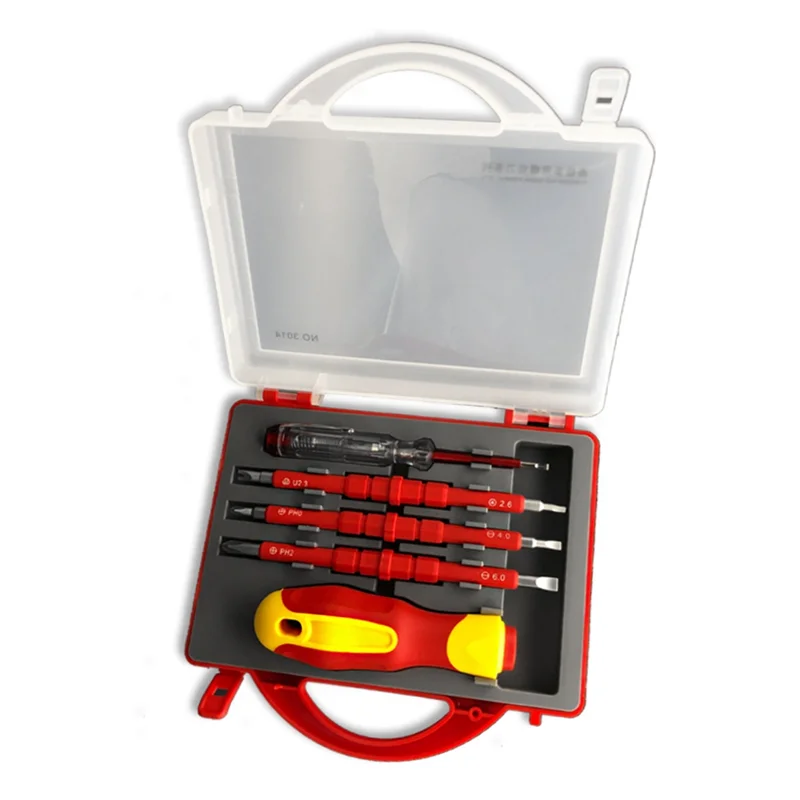 طقم مفك براغي معزول 5 في 1 مفك براغي متعدد الوظائف ثنائي الغرض مع قلم كهربائي مع مغناطيسي A62X