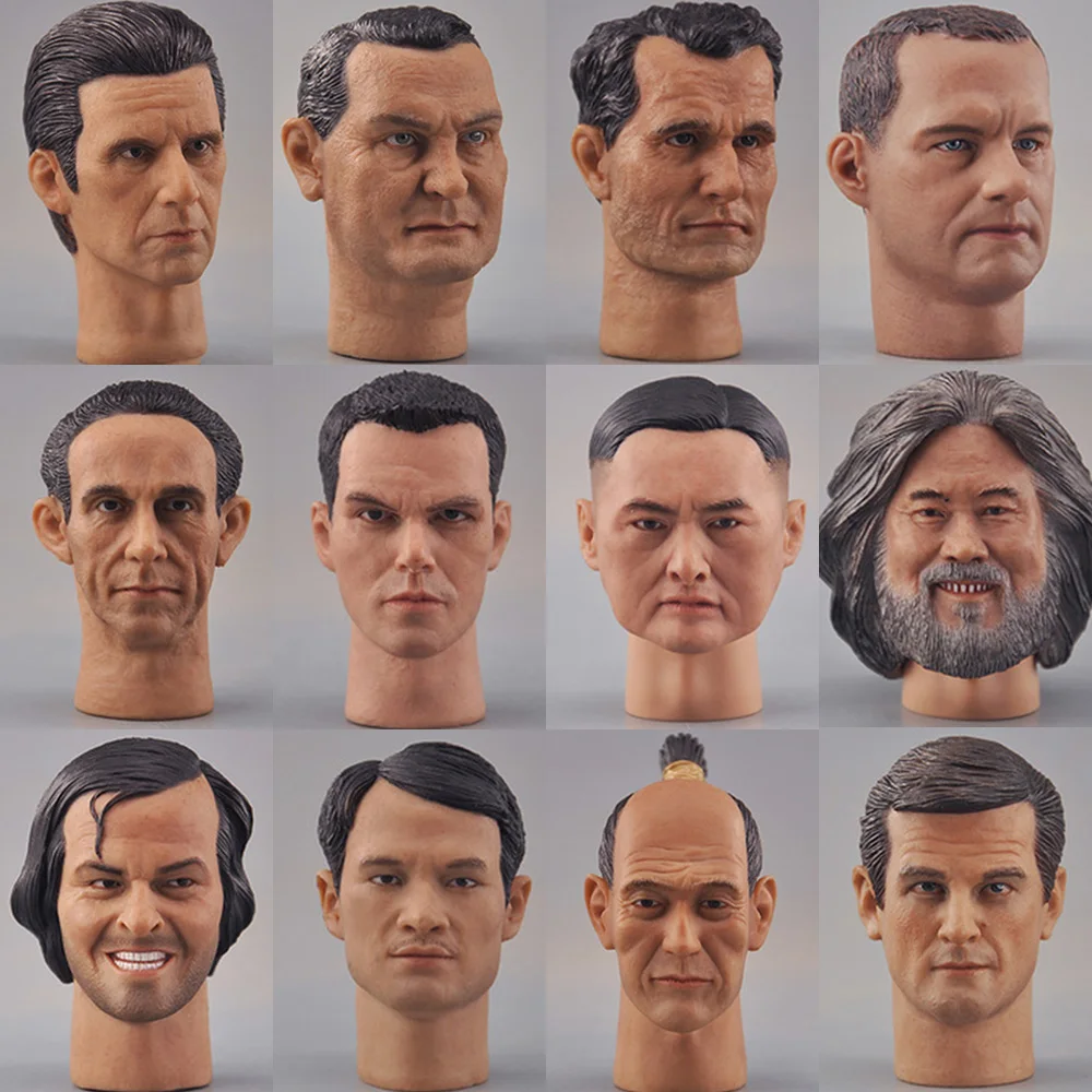 1/6 Asian Europe and America WWⅡ Star Military Head Scuplpt Koepe Tom Hanks Roger Hull Moore for 12 inches Male Action Figure