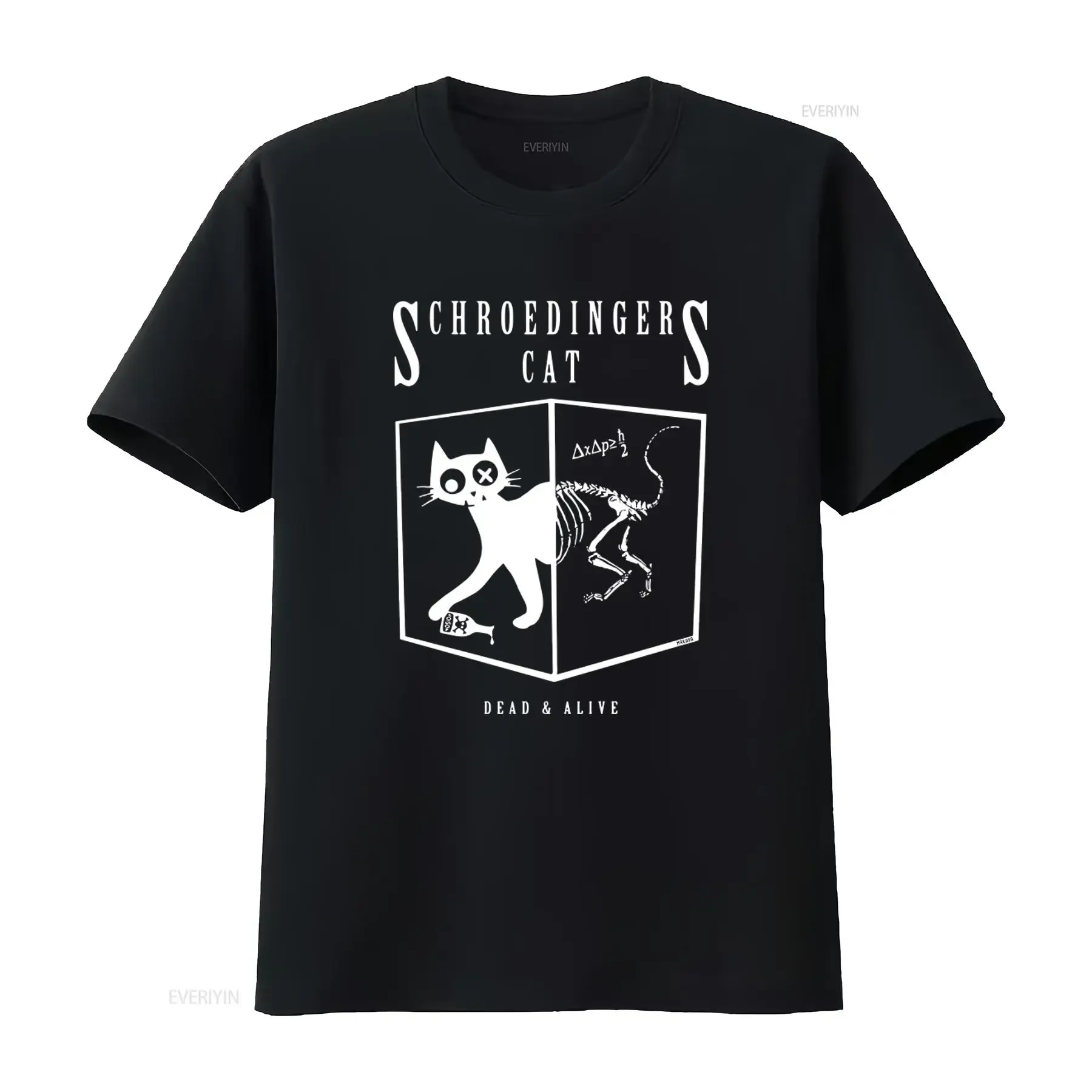 Womens Nerd T Shirt Schroedingers Cat Science Geek Black Top M L vintage Washed graphic Stretched streetwear Soft Casual