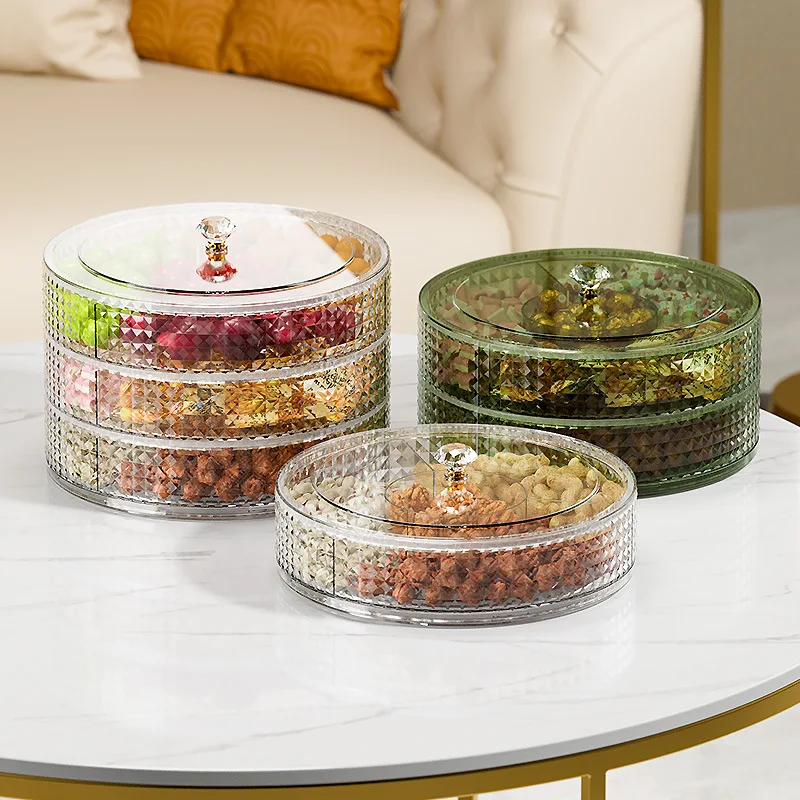 

Light luxury fruit plate,living room,coffee table, candy box, divided snack storage box, multi-layer melon seeds dried fruit box