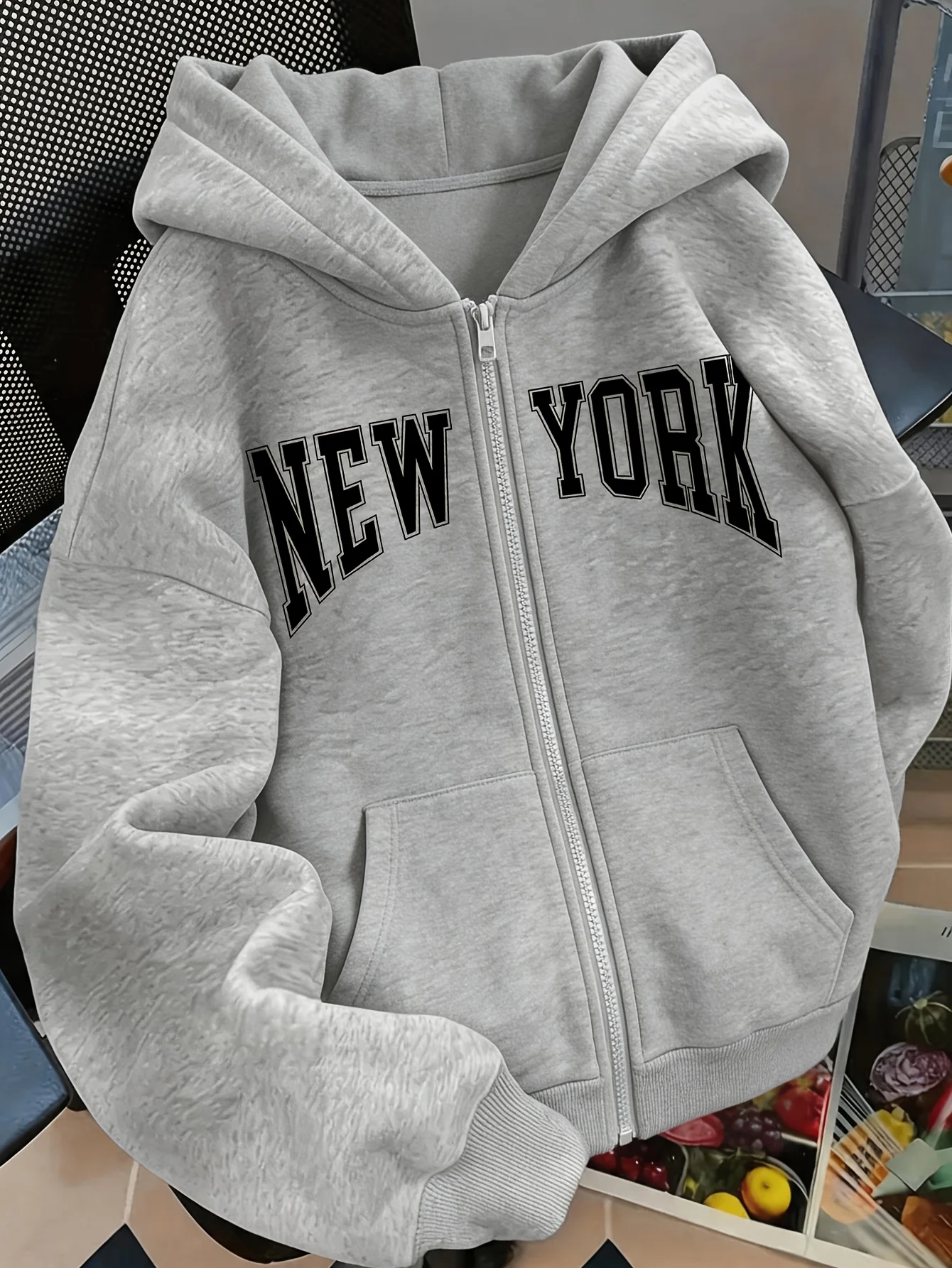 2026 -27 Women'S Casual Zipper Hoodie,Art New York Hoodie Pattern Print Y2K Casual Style Zip Up Fashionable and Comfortable
